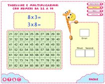 Tabelline e moltiplicazioni con numeri da 21 a 90