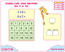Tabelline e moltiplicazioni con numeri da 0 a 20